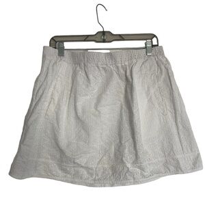 J Crew Skirt Womens White Eyelet Cotton Pull On Pockets